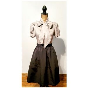 ✦French Connection Pussy Bow Blouse Grey Puff Slee